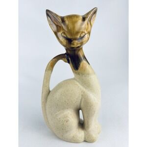 Vintage Signed Rodolfo Padilla Mexican Pottery Siamese‎ Cat Figurine MCM Retro